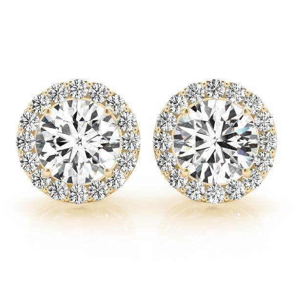 Yellow Gold Lab Diamond Halo Earring Pair