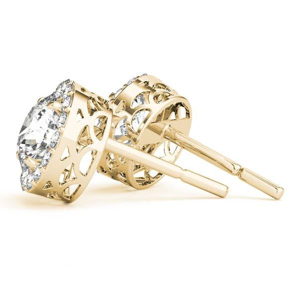 18K Yellow Gold Round Diamond Halo Earrings