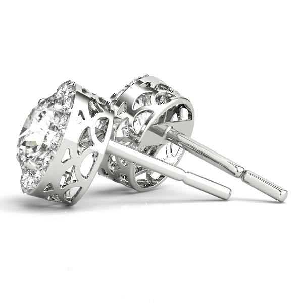 White Gold Lab Diamond Halo Earring Pair