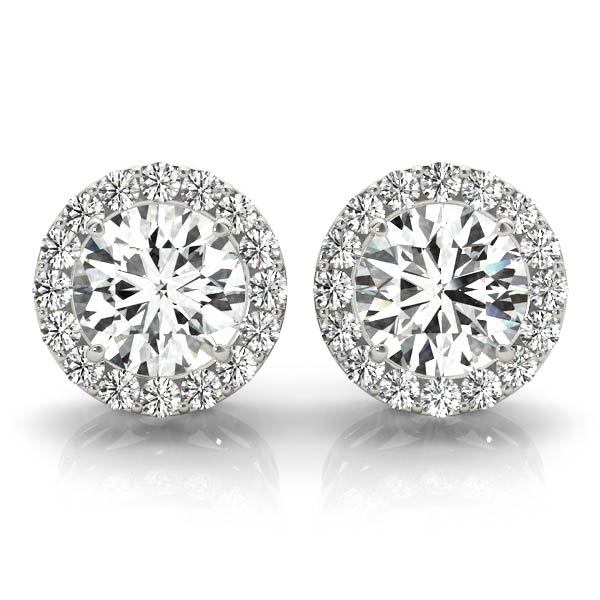 White Gold Lab Diamond Halo Earring Pair