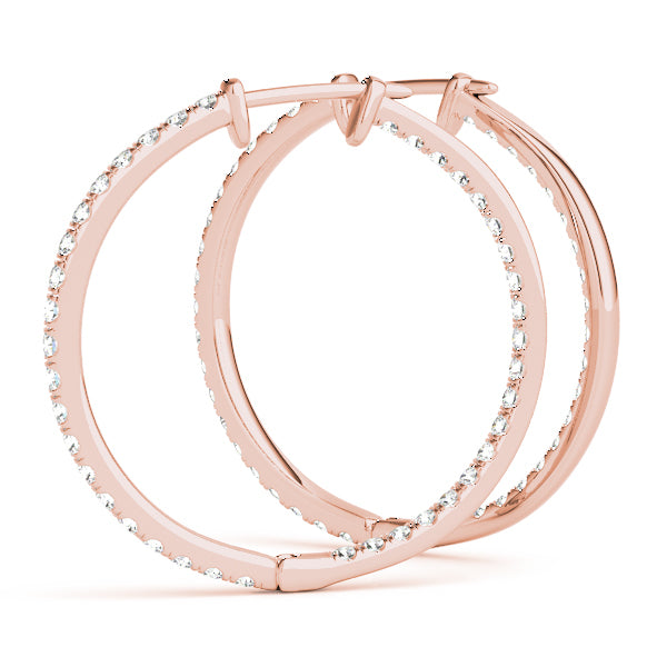 18K Rose Gold Diamond Hoop Earrings