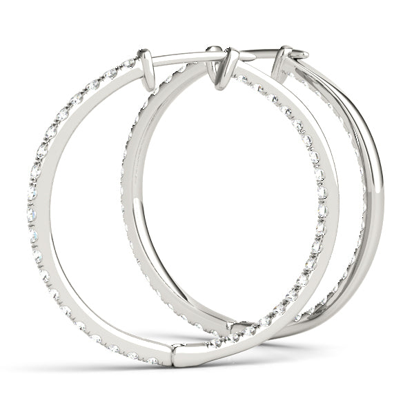 14K White Gold Lab Diamond Hoop Earrings