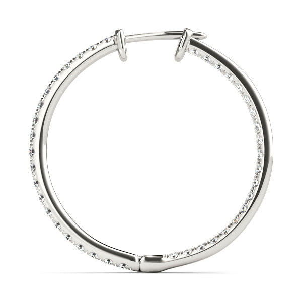 14K Gold Lab Diamond Round Hoop Earrings