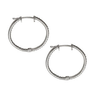 14K White Gold Diamond Fashion Hoop Earrings