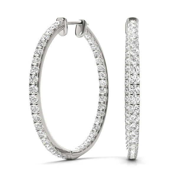 14K White Gold Lab Diamond Hoop Earrings