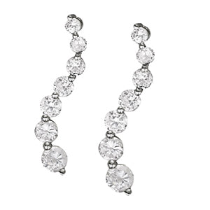 Platinum White Diamond Journey Earrings