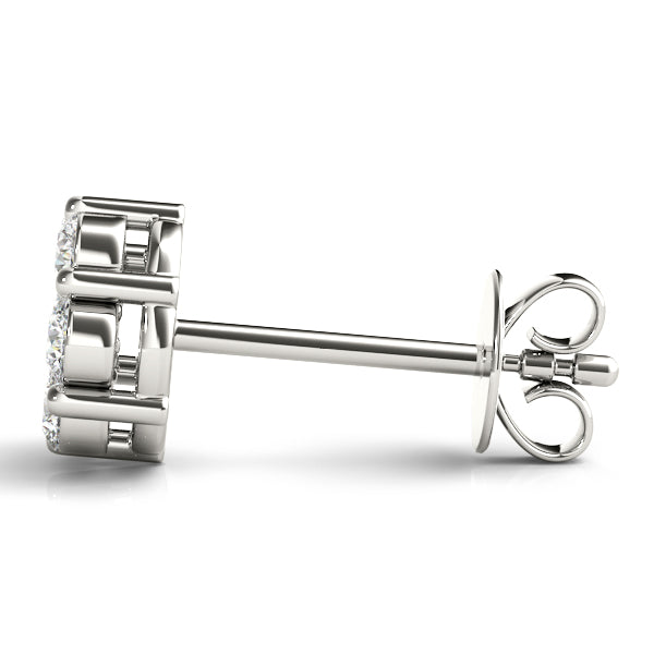 White Gold 7-Diamond Cluster Earrings