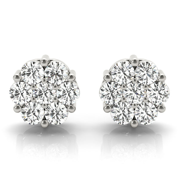 Lab Diamond Cluster Stud Earrings