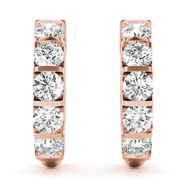 14K Rose Gold Diamond Hoop Earrings