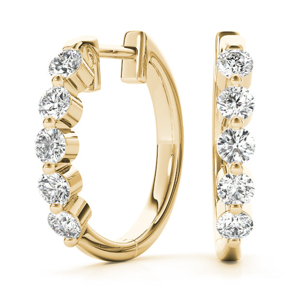 14K Yellow Gold Diamond Fashion Hoop Earrings