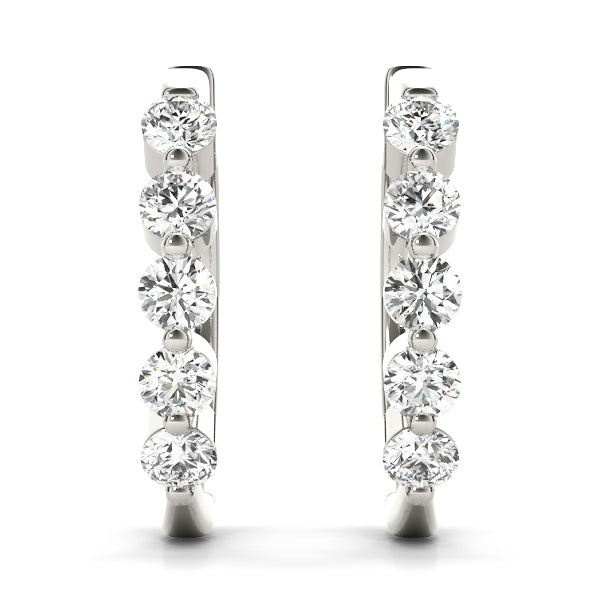 18K White Gold Lab Diamond Hoop Earrings