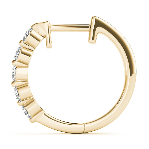 14K Yellow Gold Diamond Fashion Hoop Earrings