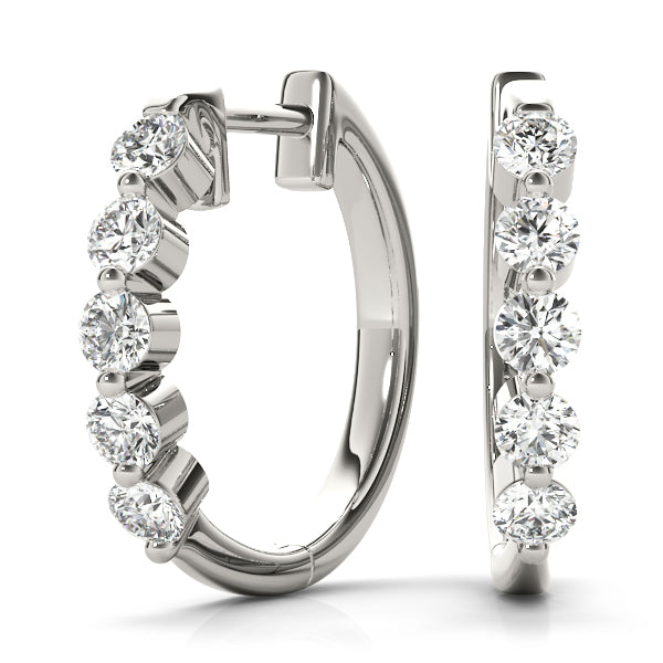 Platinum Diamond Hoop Earrings - Lab Created