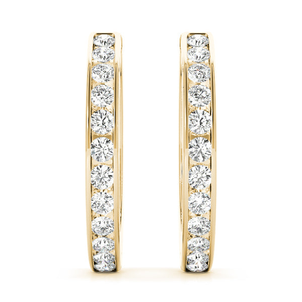 14K Yellow Gold Diamond Fashion Hoop Earrings