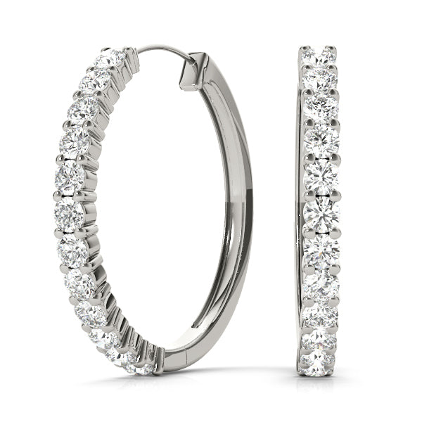 14K White Gold Lab Diamond Hoop Earrings