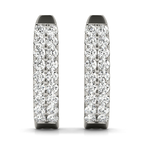 14K White Gold Diamond J-Hoop Earrings