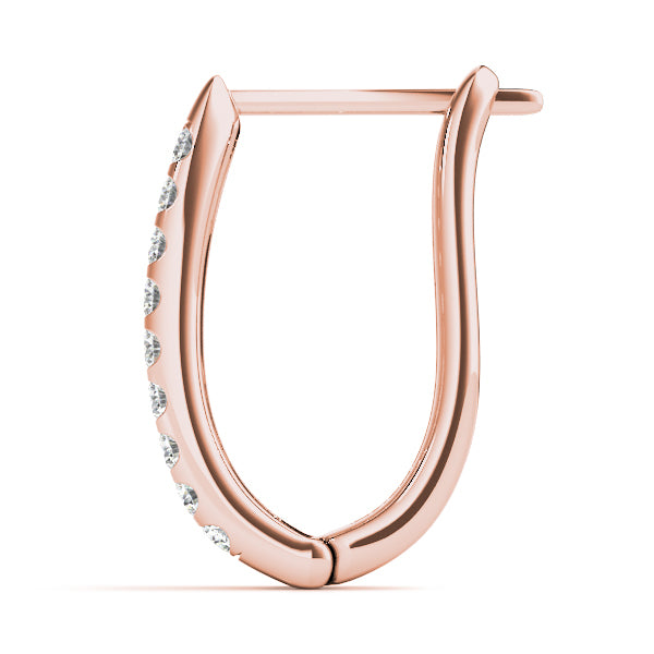 14K Rose Gold Lab Diamond J-Hoop Earrings