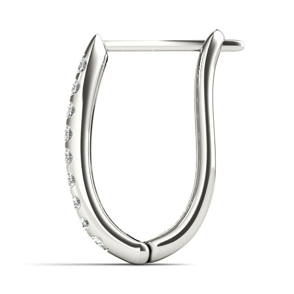 White Gold Lab Diamond J-Hoop Earrings