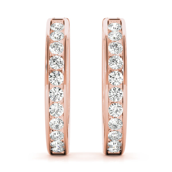 14K Rose Gold Lab Diamond Hoop Earrings