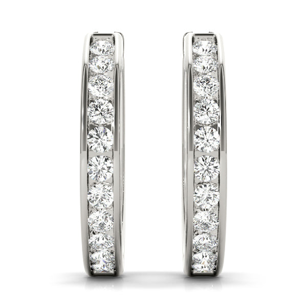 18K White Gold Lab Diamond Hoop Earrings
