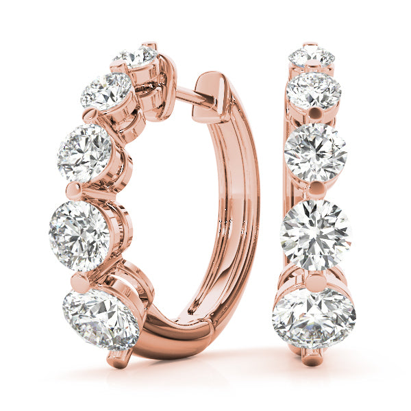 14K Rose Gold Diamond Journey Earrings