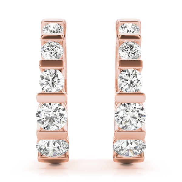 18K Rose Gold Diamond Hoop Earrings