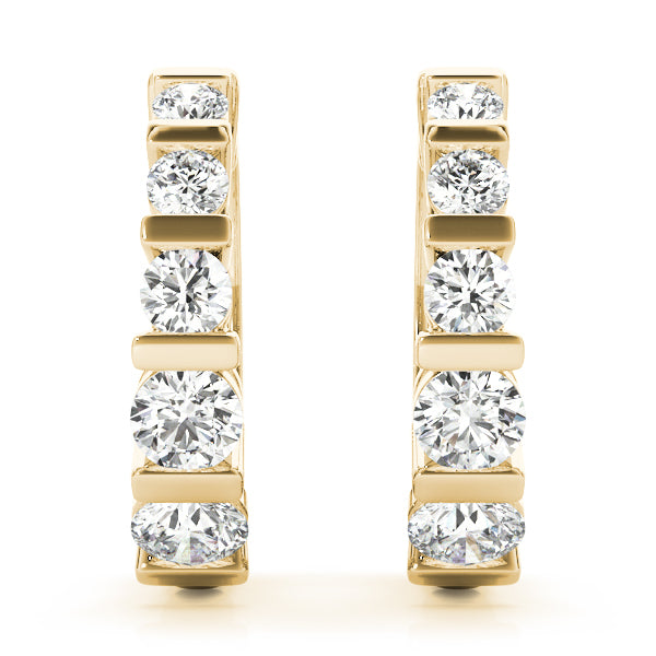 Yellow Gold Diamond Lab Grown Hoop Earrings