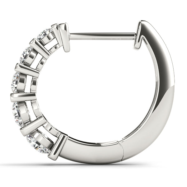 18K White Gold Diamond Hoop Earrings