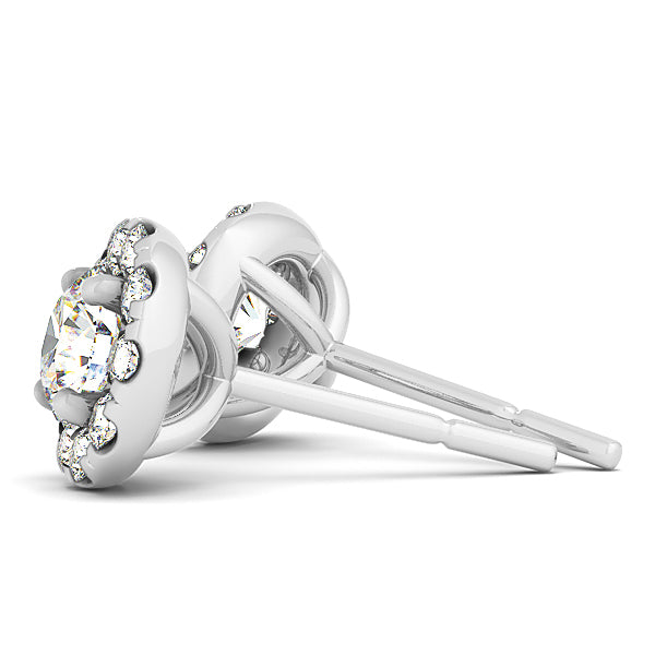 14K White Gold Lab Diamond Halo Earrings