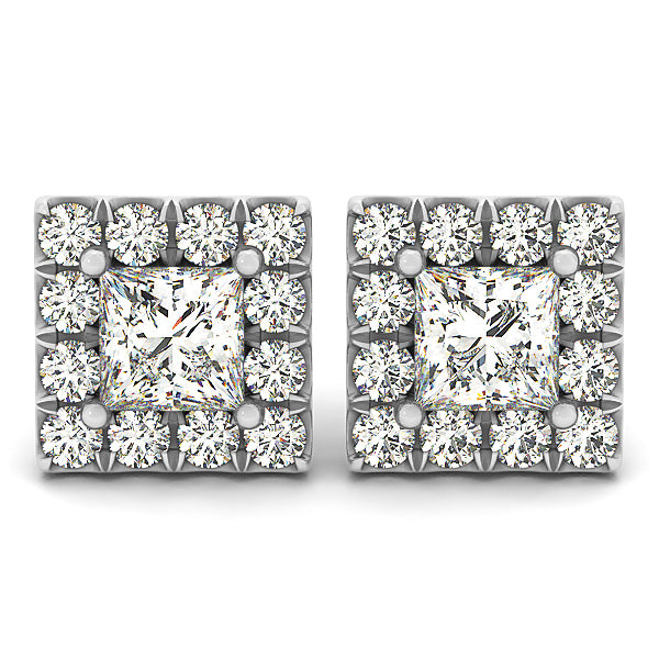 White Gold Lab Diamond Halo Earrings