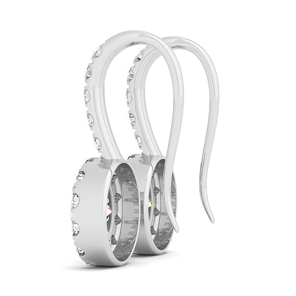 14K White Gold Round Diamond Halo Earrings