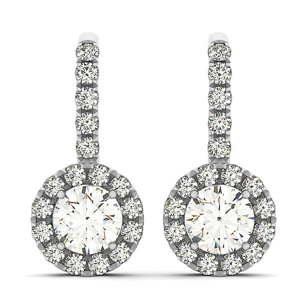 White Gold Lab Diamond Halo Earring Pair