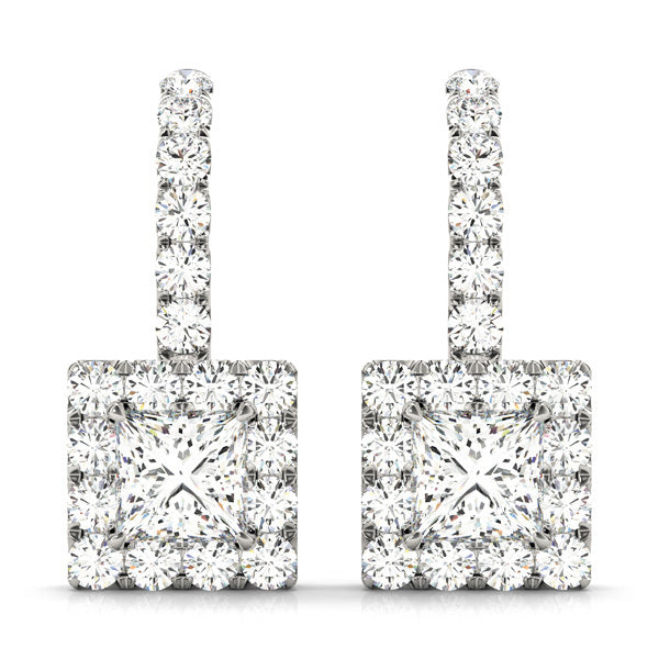 White Gold Lab Diamond Halo Earrings