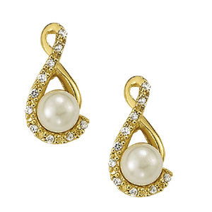 18K White Gold Pearl Diamond Stud Earrings