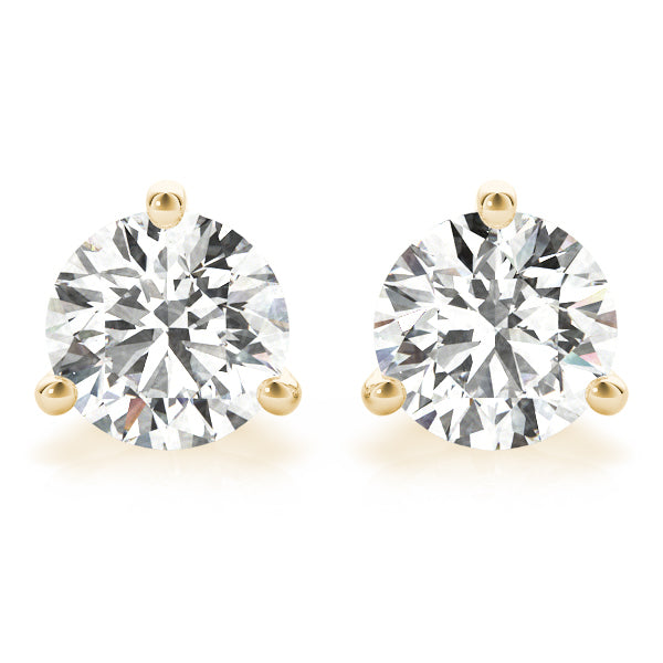 18K Yellow Gold Lab Diamond Stud Earrings Pair