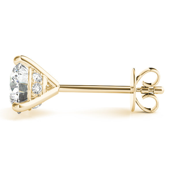 14K Yellow Gold Lab Diamond Stud Earrings Pair