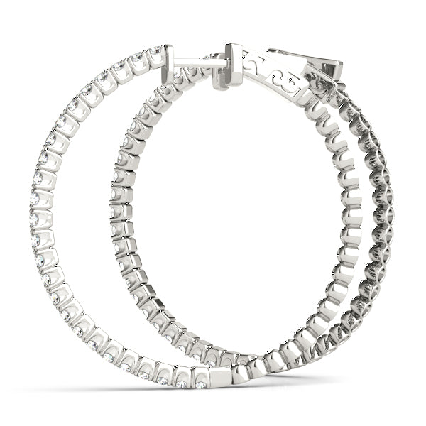 18K White Gold Diamond Inside Out Hoop Earrings