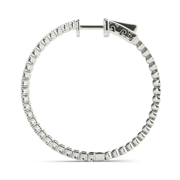 14K White Gold Diamond Inside Out Hoop Earrings