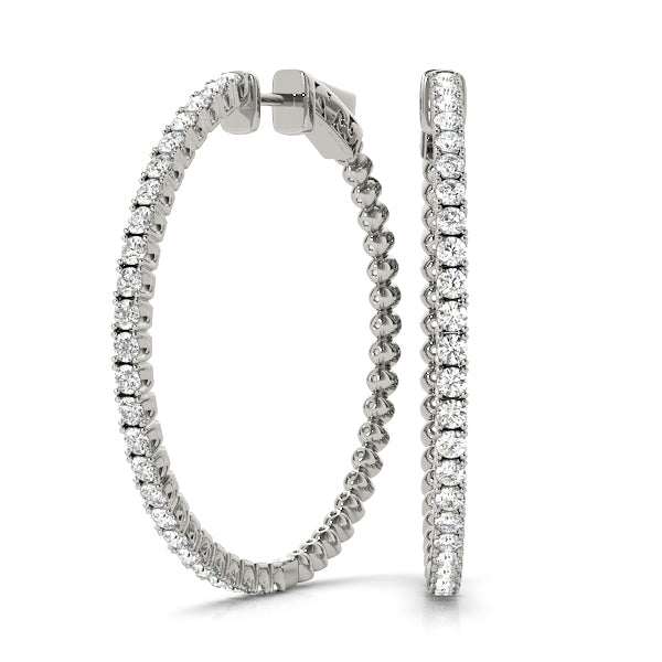 White Gold Lab Diamond Inside Out Hoop Earrings