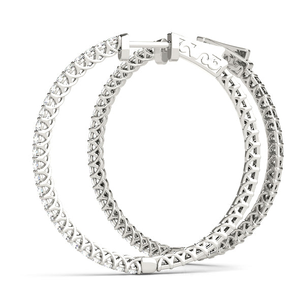 14K White Gold Lab Diamond Inside Out Hoop Earrings