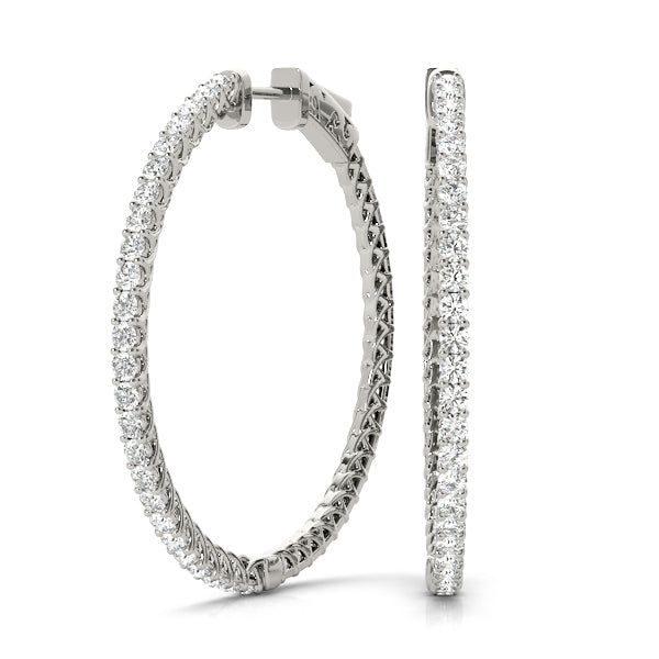 18K White Gold Diamond Inside Out Hoop Earrings
