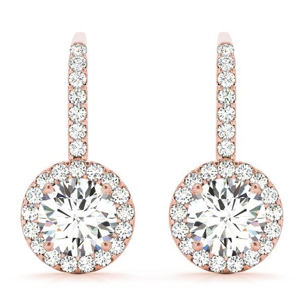 Rose Gold Lab Diamond Halo Earring Pair