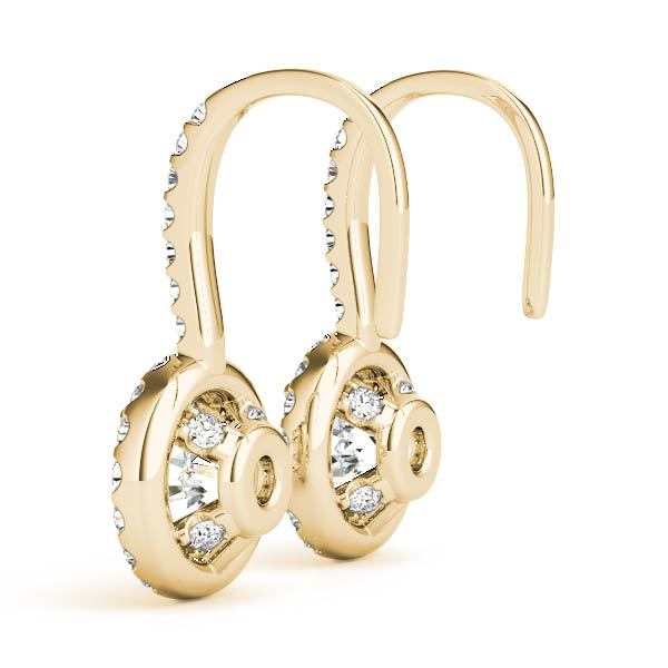 14K Yellow Gold Round Diamond Halo Earrings