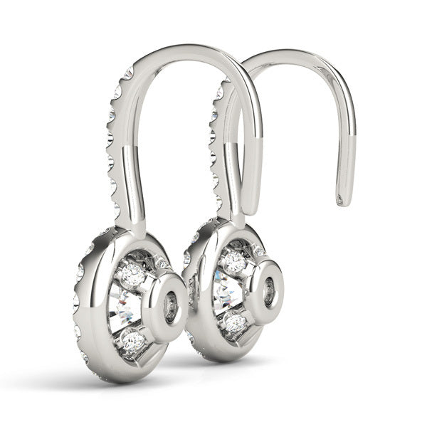White Gold Lab Diamond Halo Earring Pair