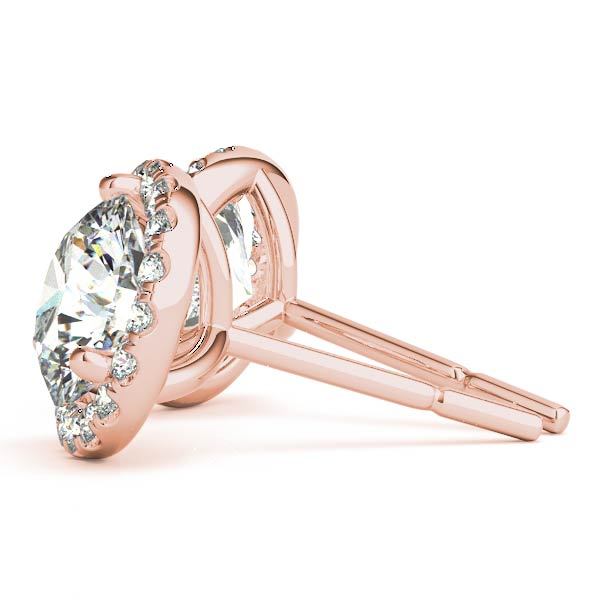 18K Rose Gold Round Diamond Halo Earrings