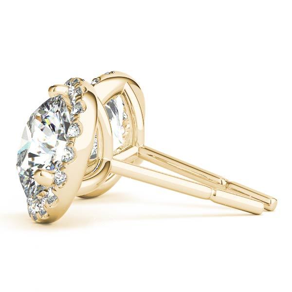 14K Yellow Gold Round Diamond Halo Earrings