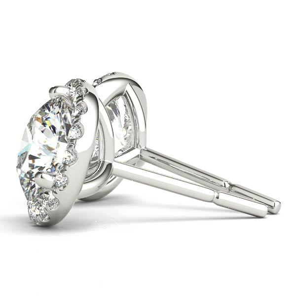 Platinum White Round Diamond Halo Earrings