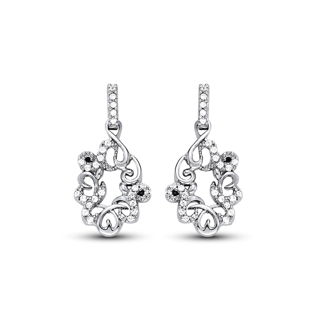White Platinum Multi-Diamond Fashion Earrings