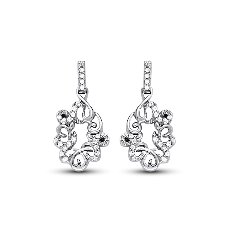 14K White Gold Lab Diamond Cluster Earrings