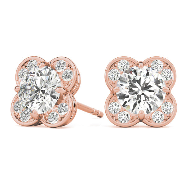Rose Gold Lab Diamond Halo Earring Set